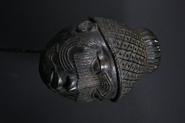 African Benin Bronze OBA Queen Mask - Benin, Nigeria