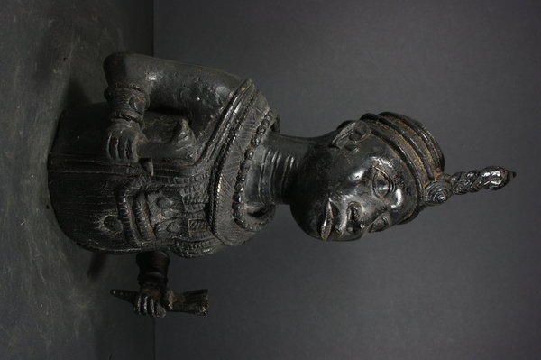 Large 15.4" African BENIN Bronze Buste, OBA Royal King - Nigeria